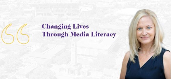 image of Kim Bissell with quote "Changing Lives Through Media Literacy"