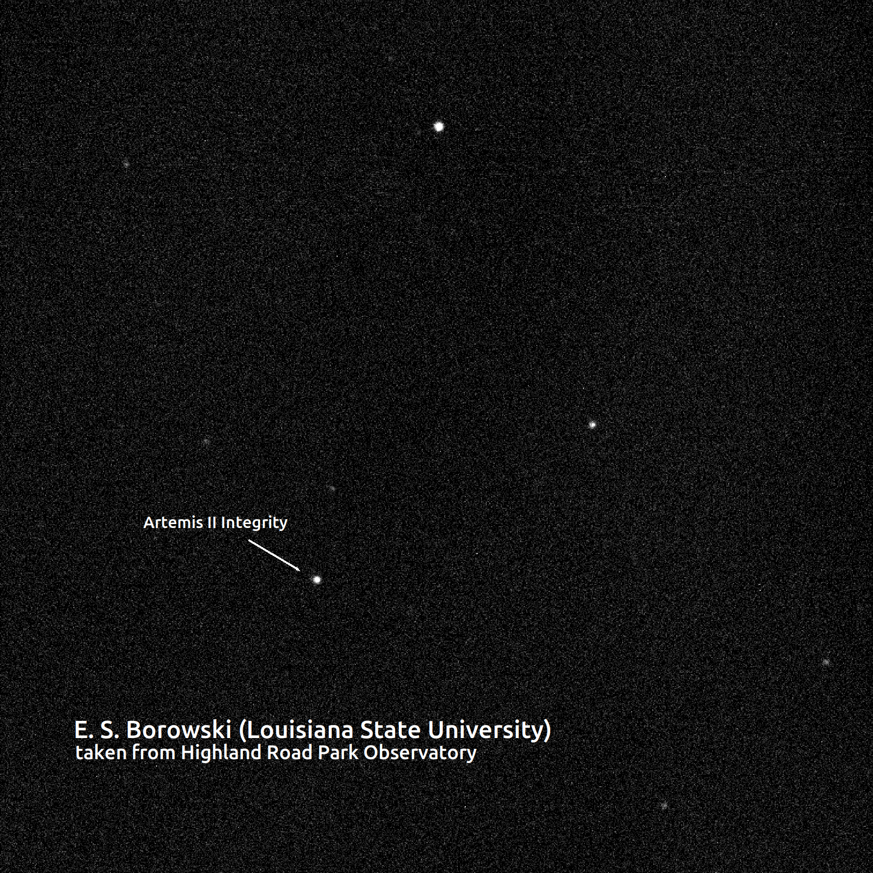 Animated gif showing Artemis II moving in space