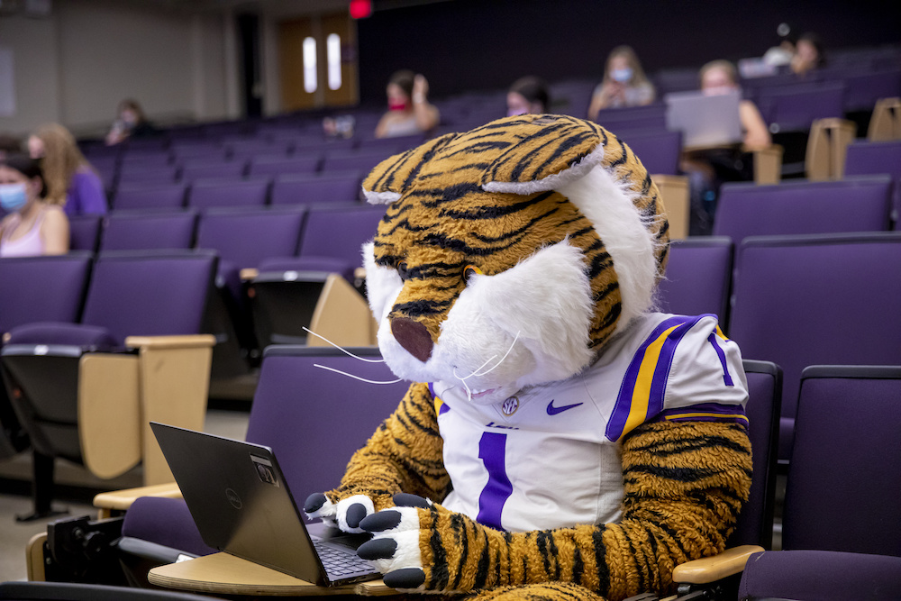 mike the tiger on computer