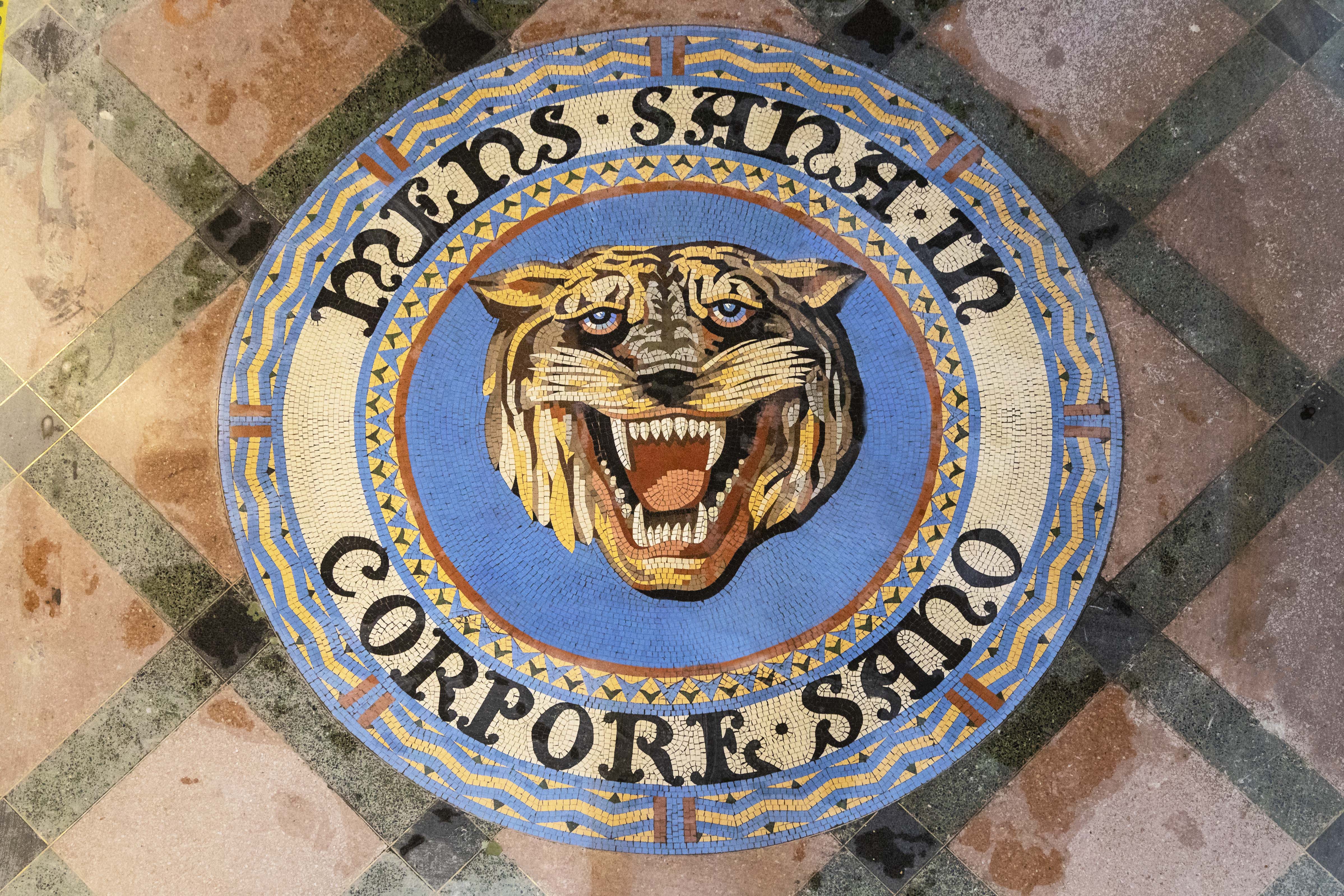 Tiger Mosaic with Latin inscription