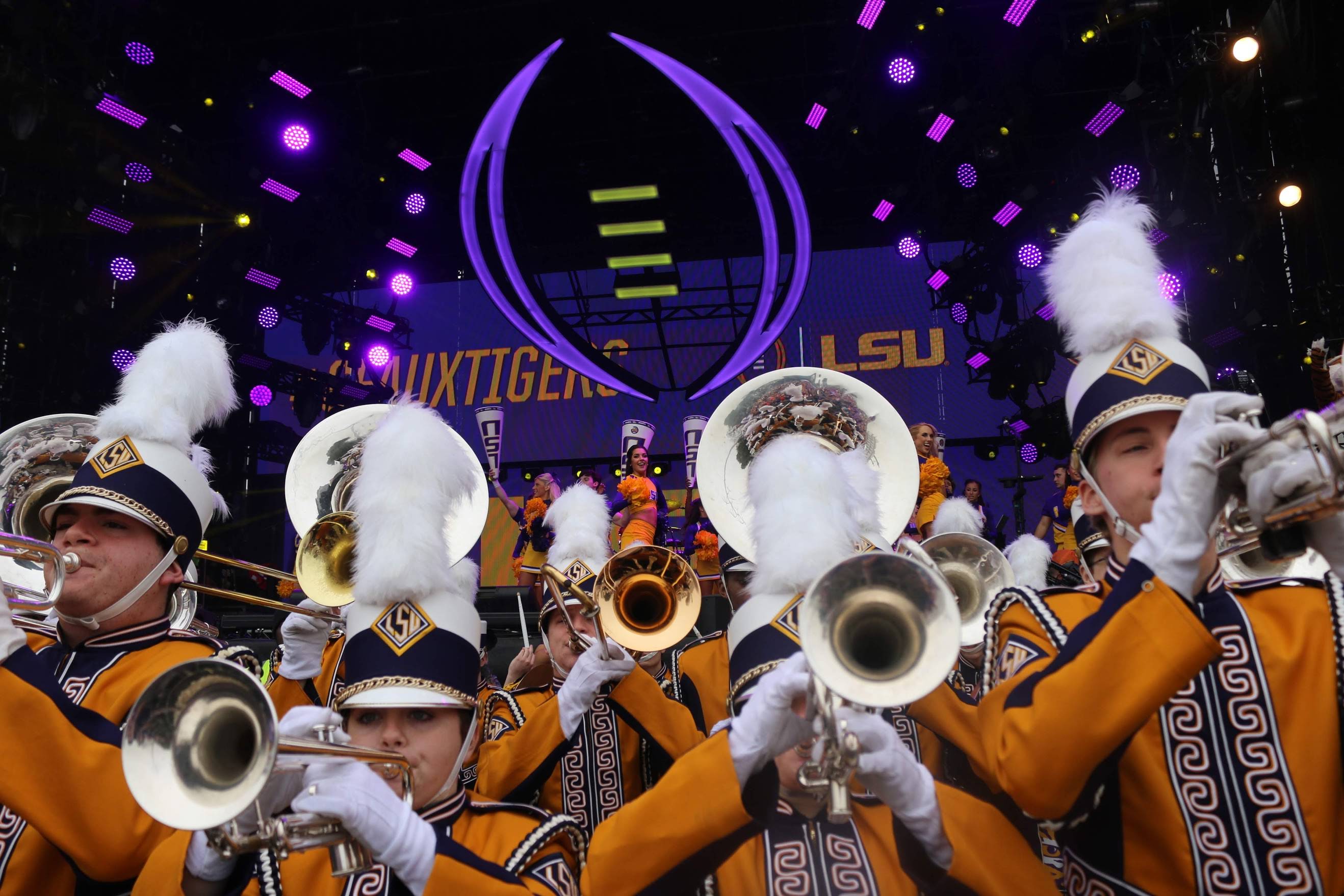 LSU band performing at the College Football Playoff