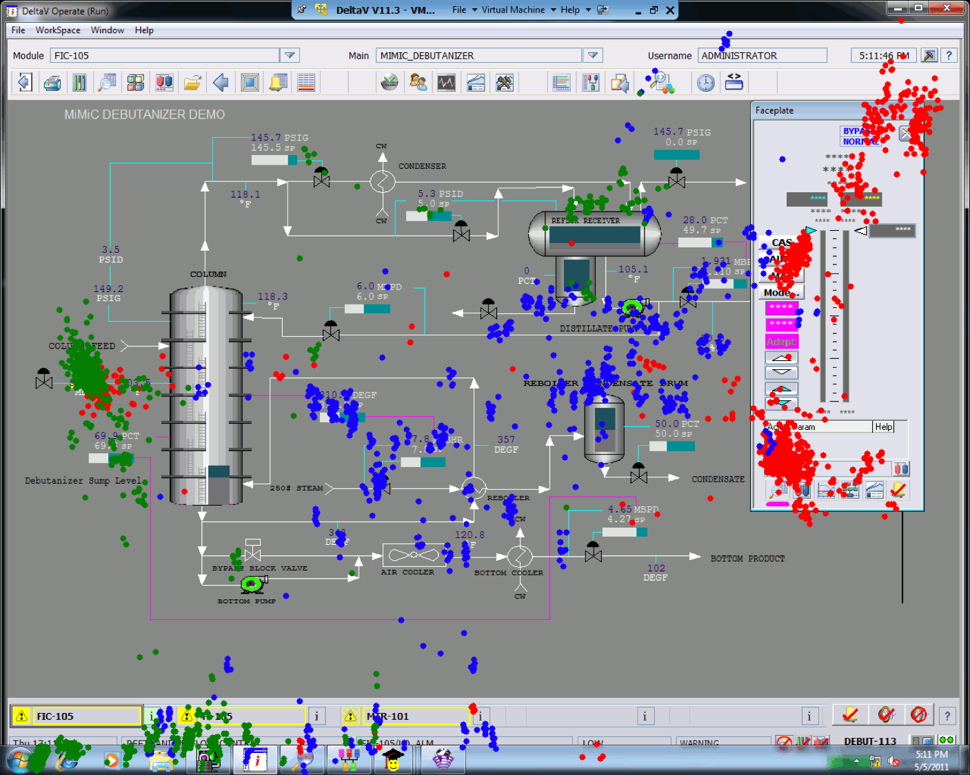 Wiring layout for machine with colour-coded clusters of points from eye tracking locations as a result of ergonomics assessment of interfaces used by control room operators in the petrochemical industry..