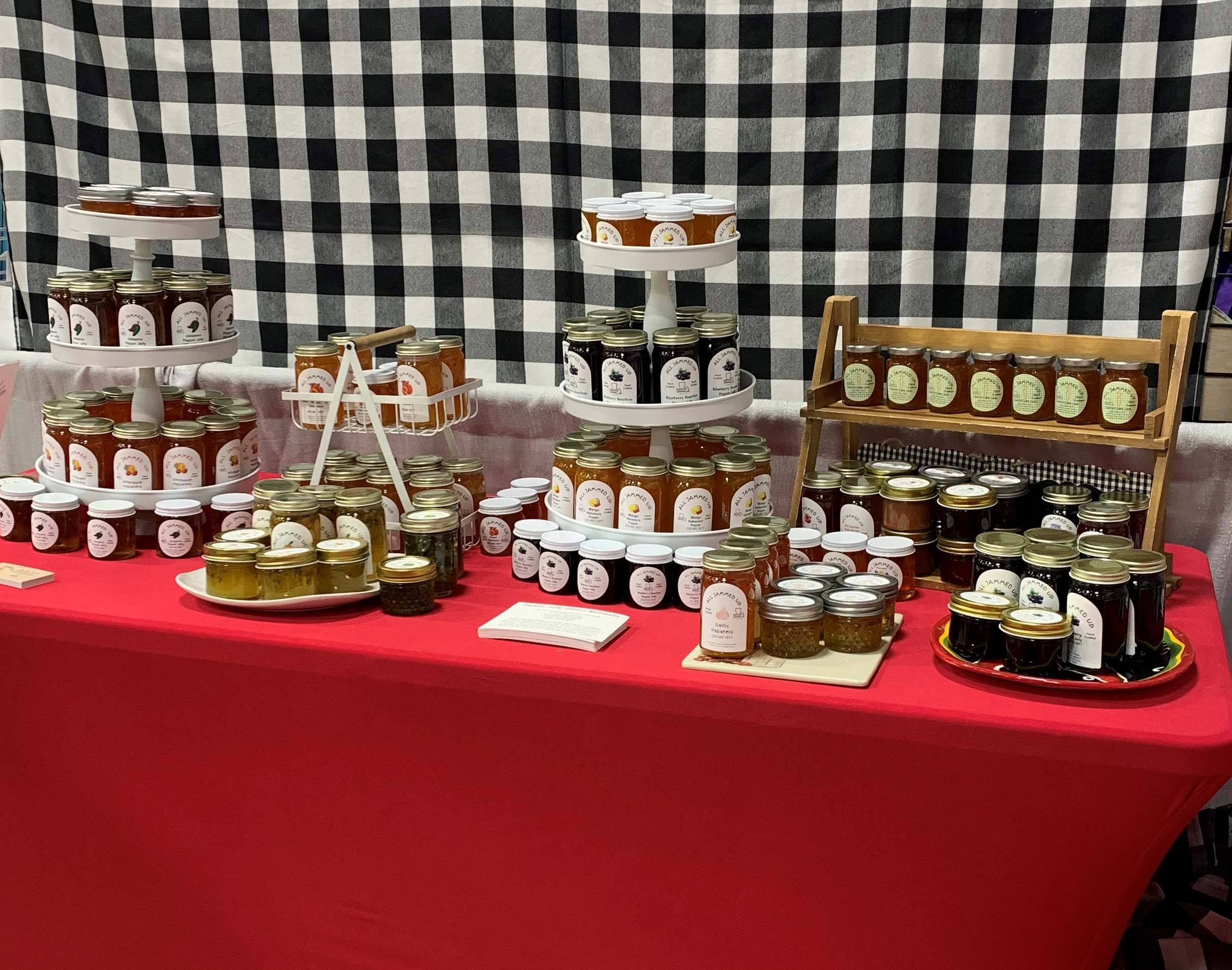Table display of homemade jams