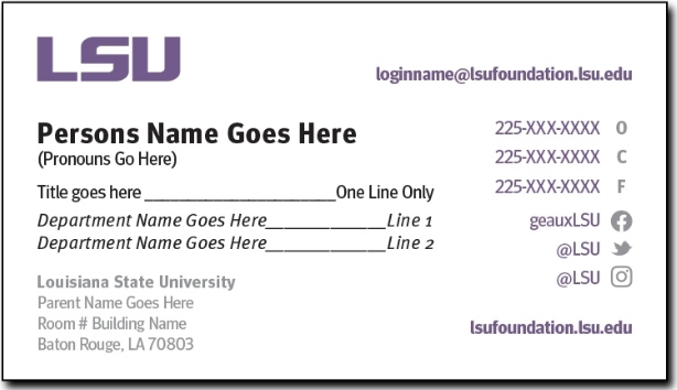 Example pronoun use on business cards