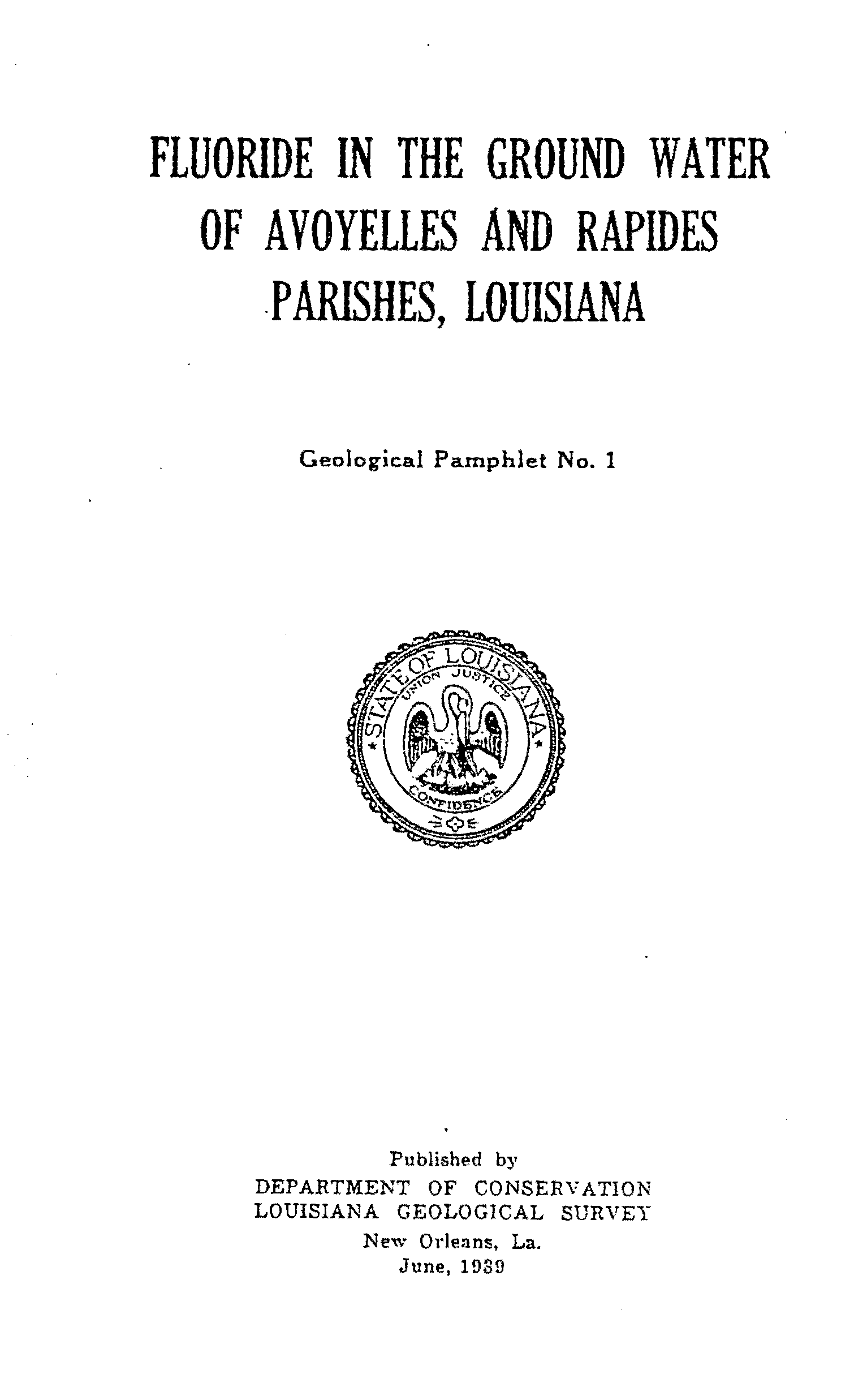Fluoride in the Ground Water of Avoyelles and Rapides Parishes, Louisiana
