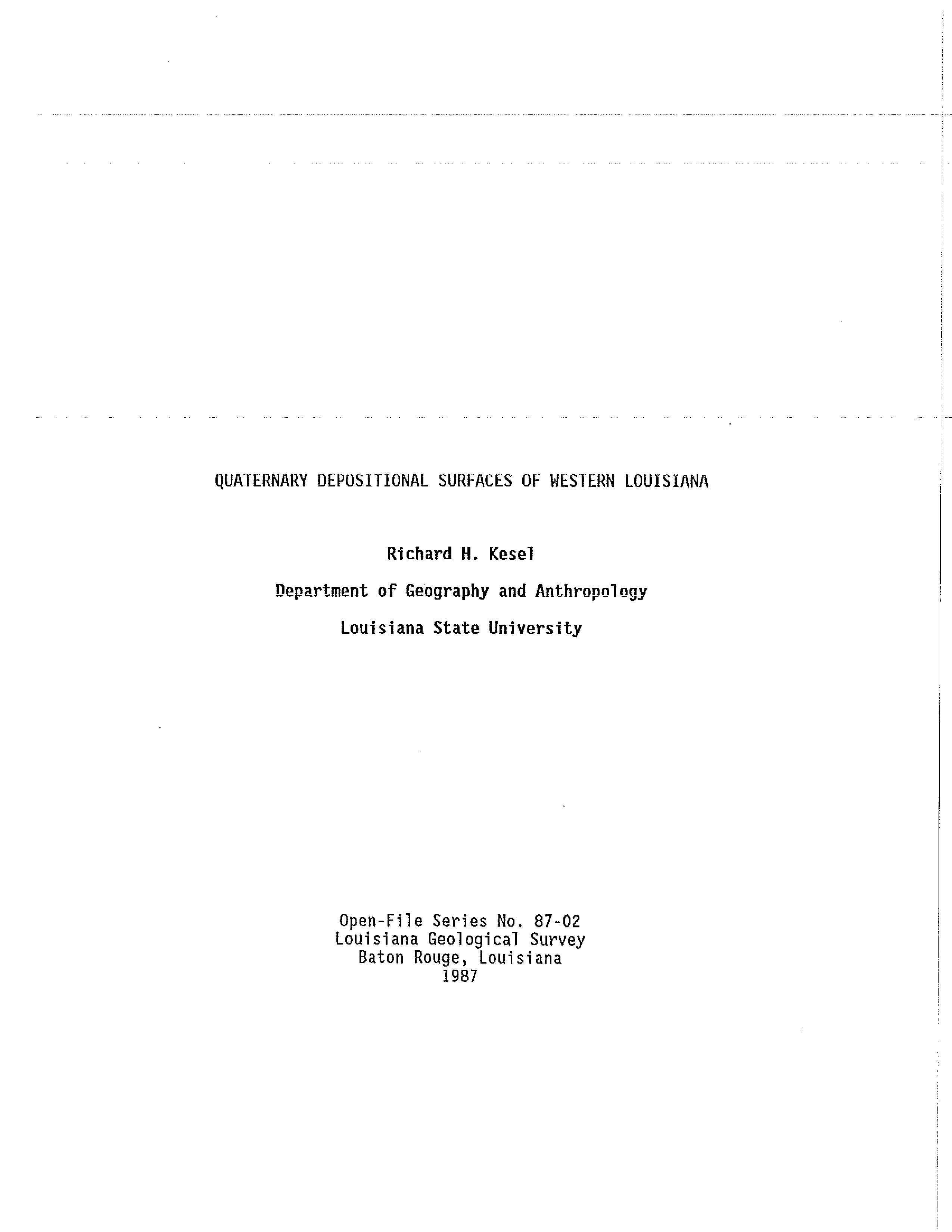       87-02 Quaternary Depositional Surfaces of Western Louisiana.