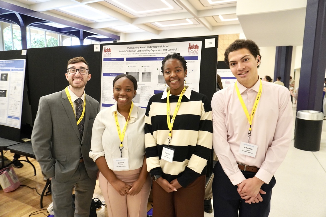 Group of students at research event