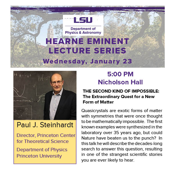 Hearne Eminent Lecture with Paul J. Steinhardt