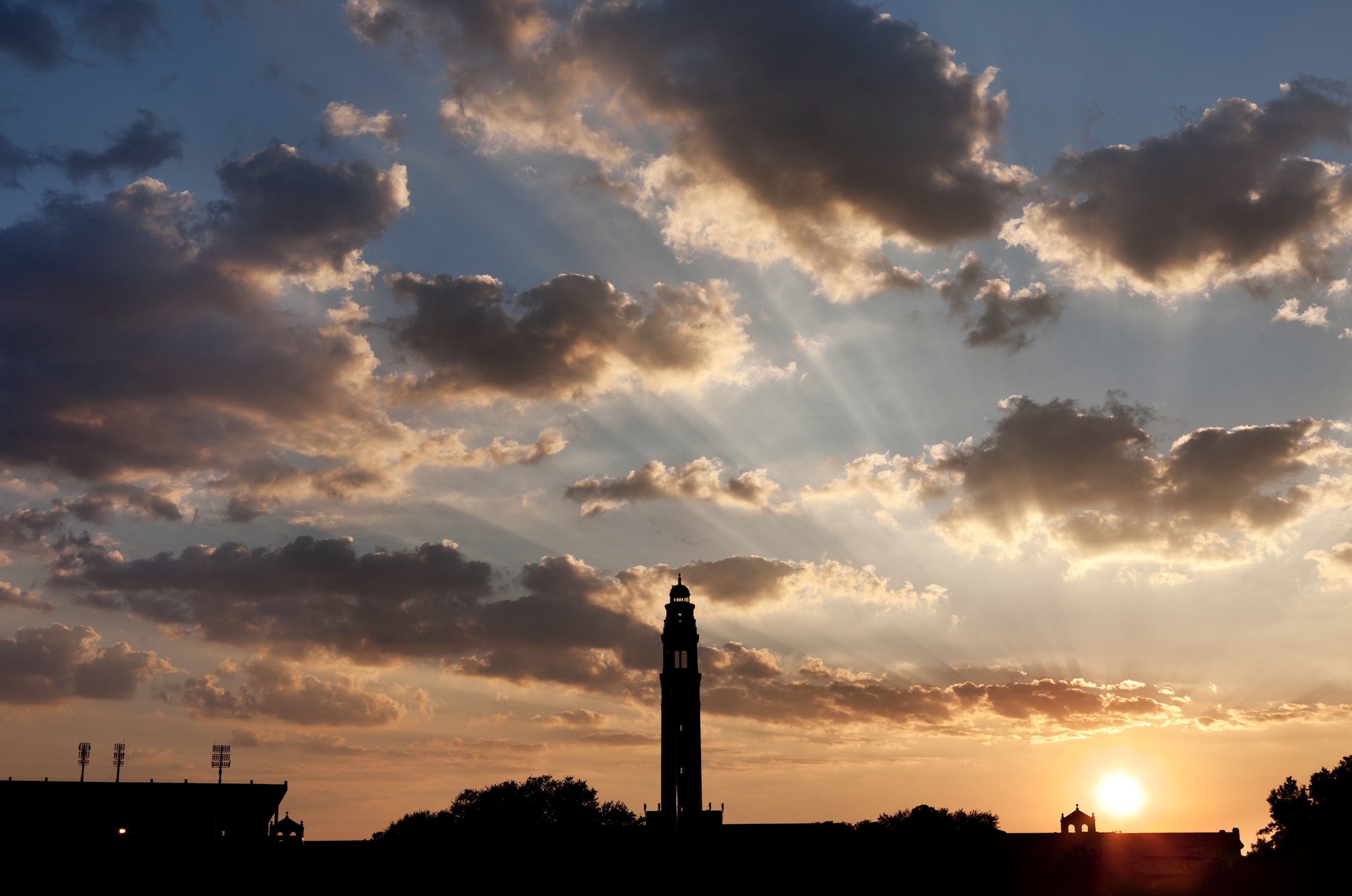 memorial tower at sunset