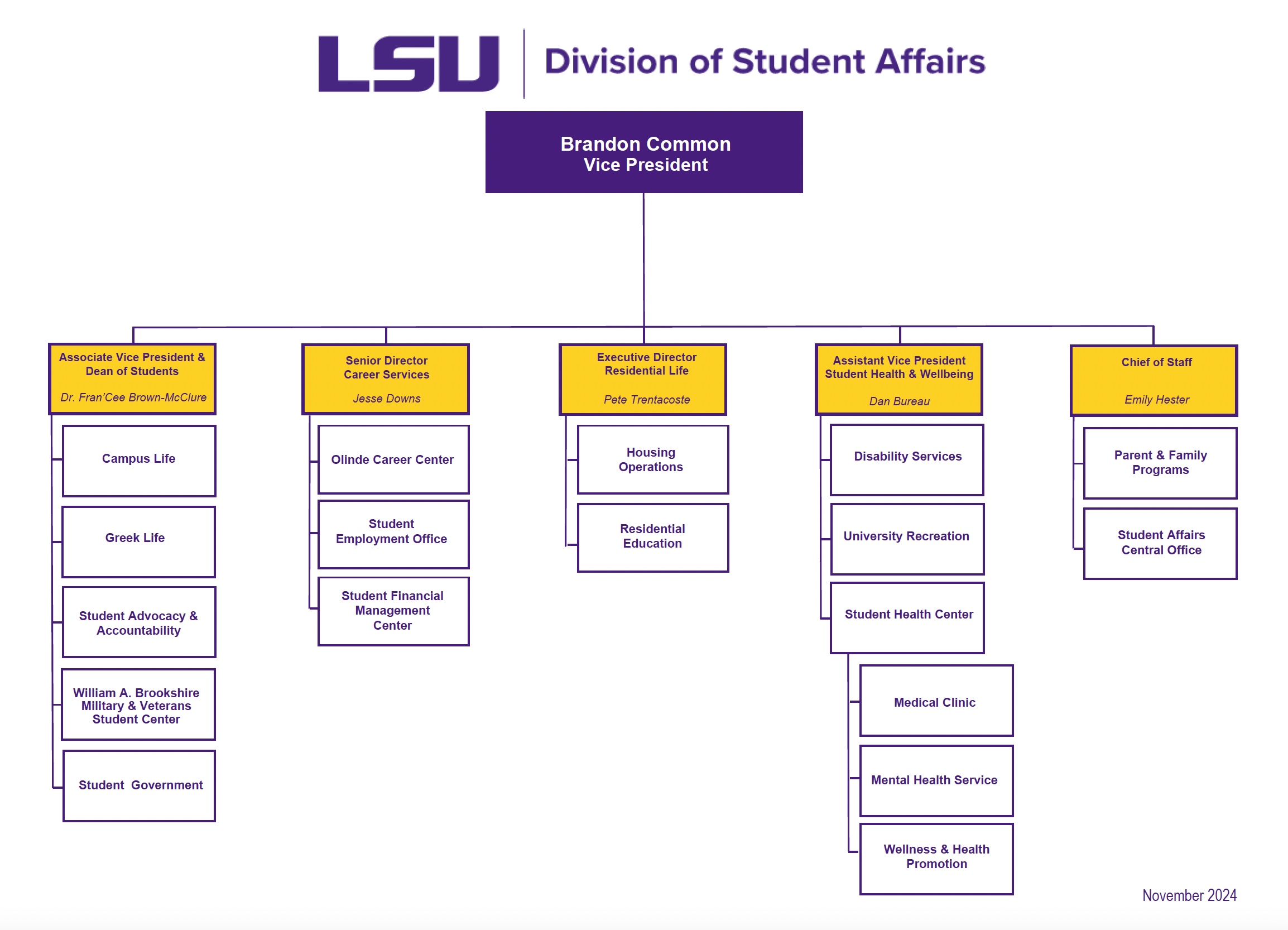 image of Division of Student Affairs org chart